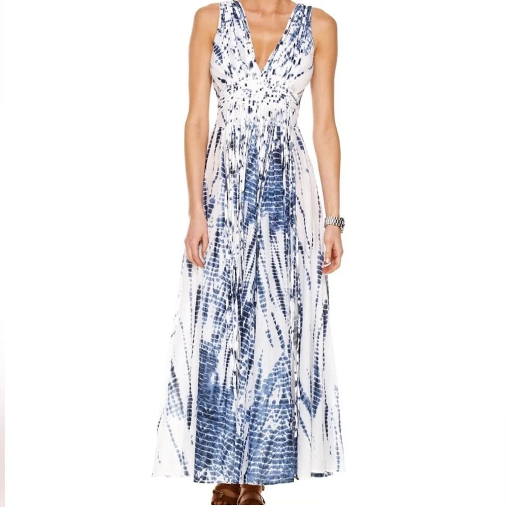 Michael Kors Fringe Weave Sleeveless V Neck Maxi Dress Red and Black size XS